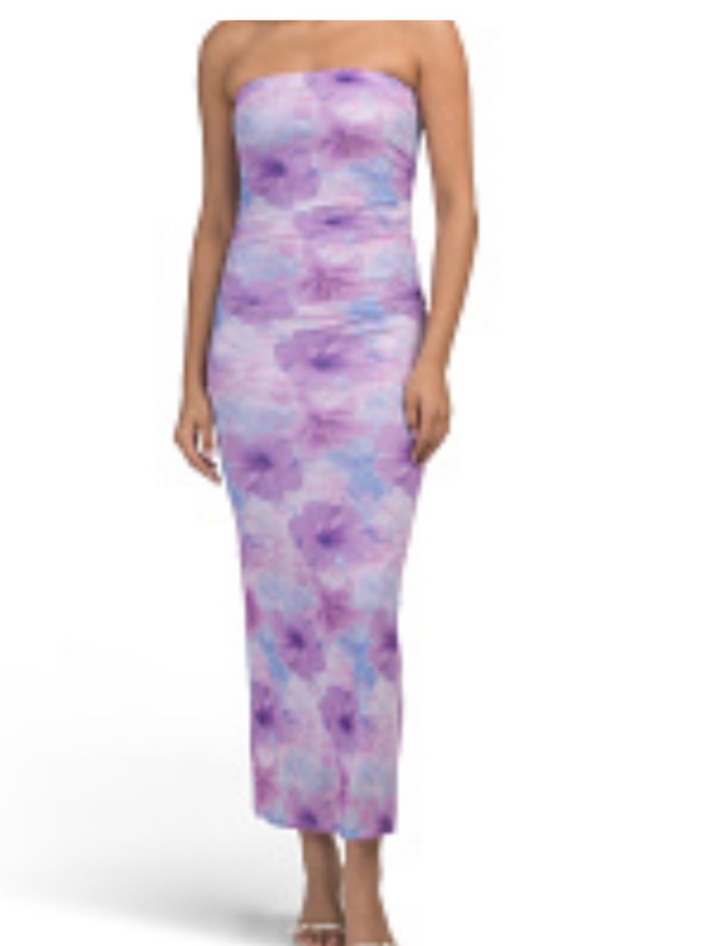 Madden Girl Lavender Floral Strapless Maxi Dress